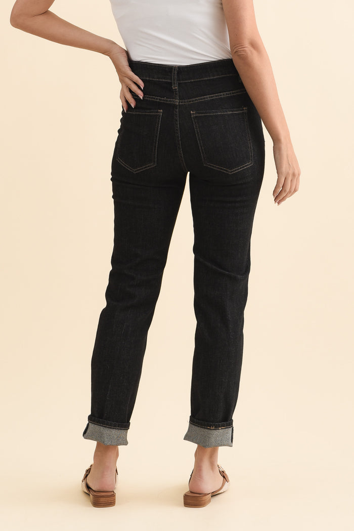 James Black Denim Stretch Jeans,Brunette model,alt text|model:MJ