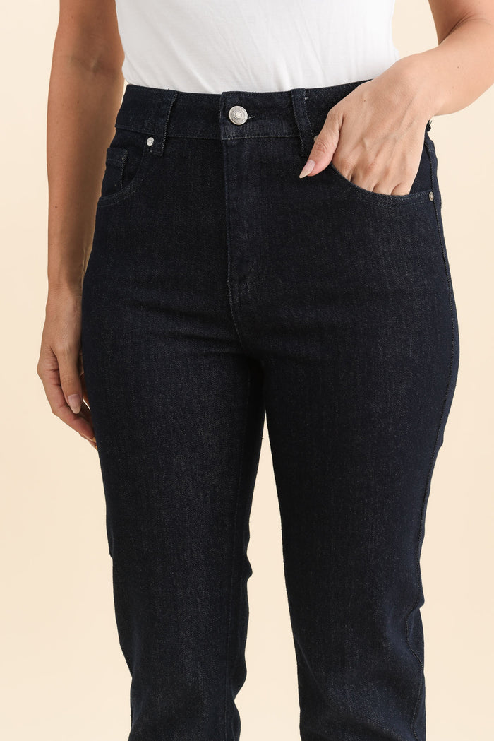 James Dark Blue Denim Stretch Jeans,Brunette model,alt text|model:MJ