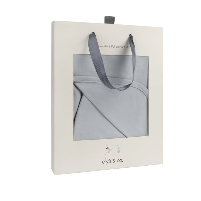 Jersey Swaddle and Hat Gift Set  – Blue