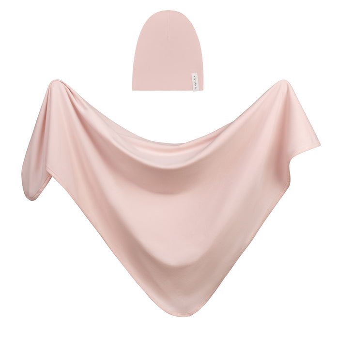 Jersey Swaddle and Hat Gift Set – Pink