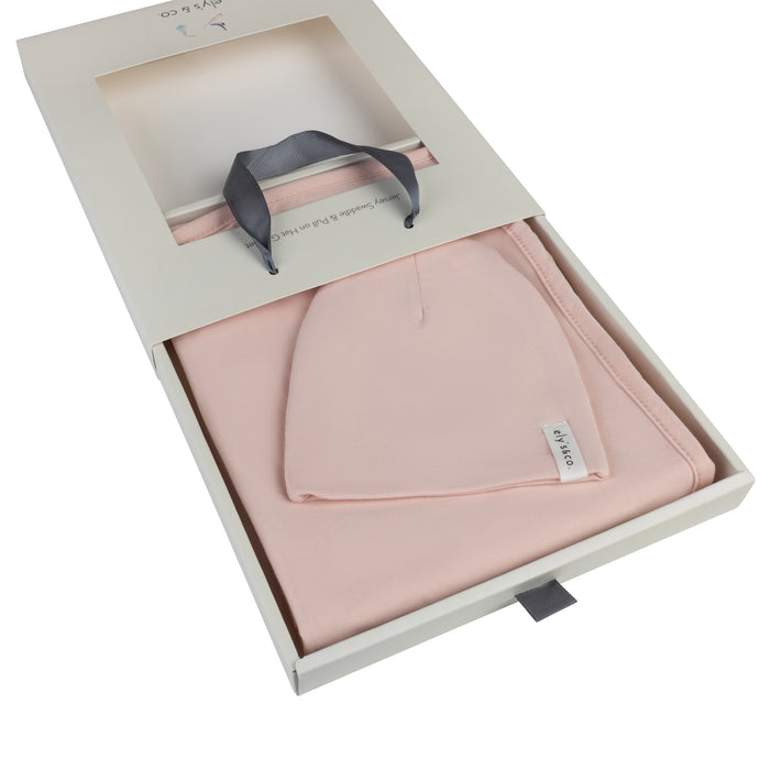 Jersey Swaddle and Hat Gift Set – Pink