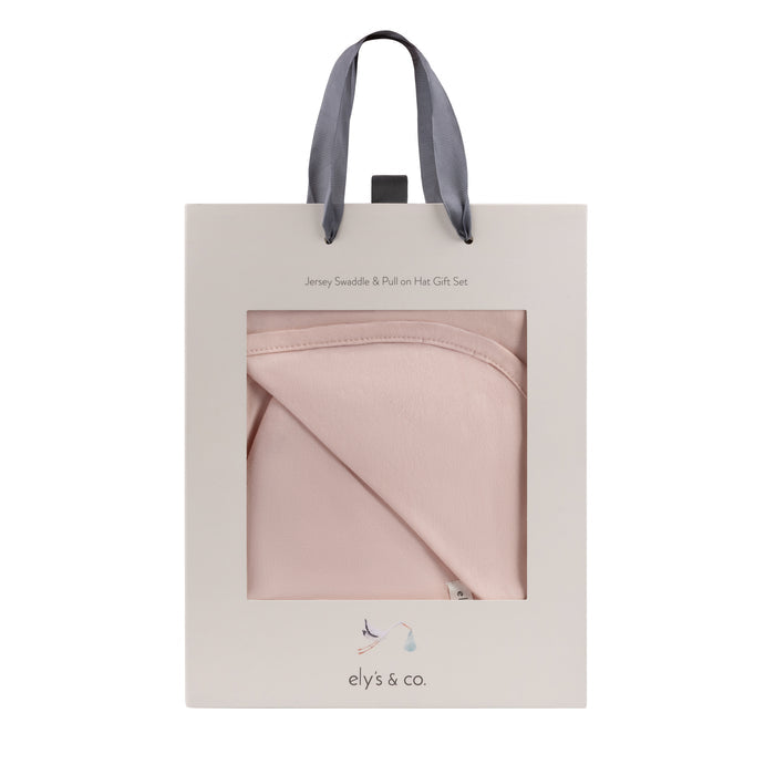 Jersey Swaddle and Hat Gift Set – Pink