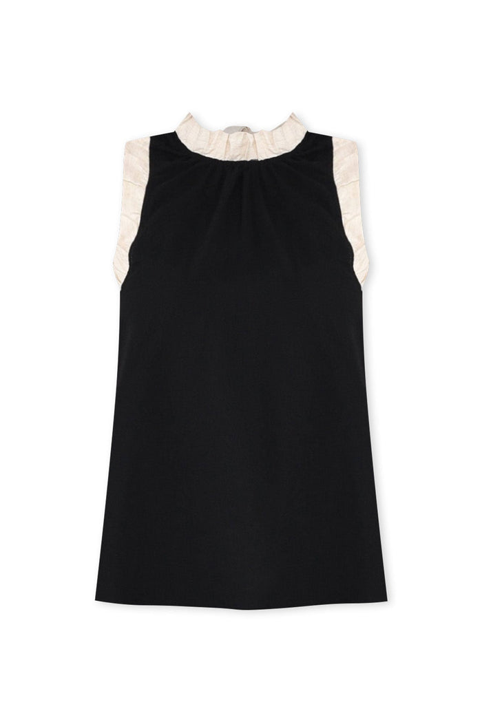 Kelley Black Trim Cotton Blend Tank,ghost-mani