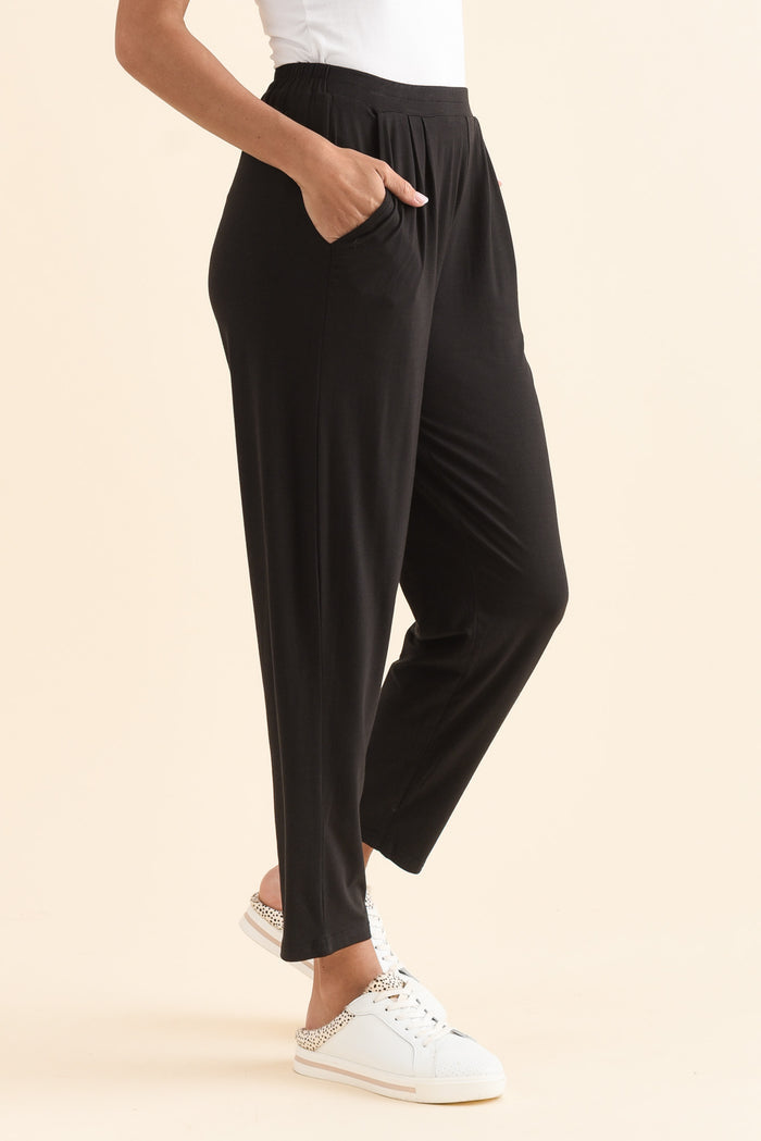Kennedy Black Stretch Pocket Pants,Side,Brunette model,alt text|model:Brontie