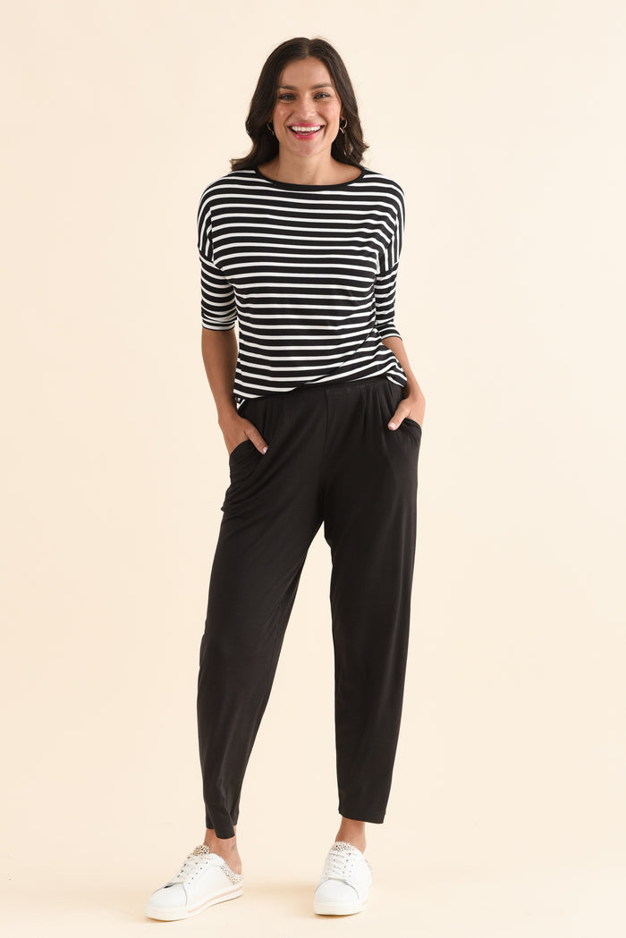 Kennedy Black Stretch Pocket Pants,Full Body,Brunette model,alt text|model:Brontie