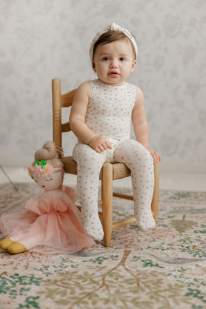 Knot Headband – Ivory Pink – Floral Rib