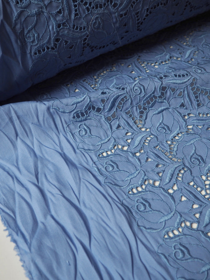 Light Blue Rose Embroidered Cotton