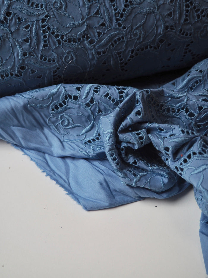 Light Blue Rose Embroidered Cotton