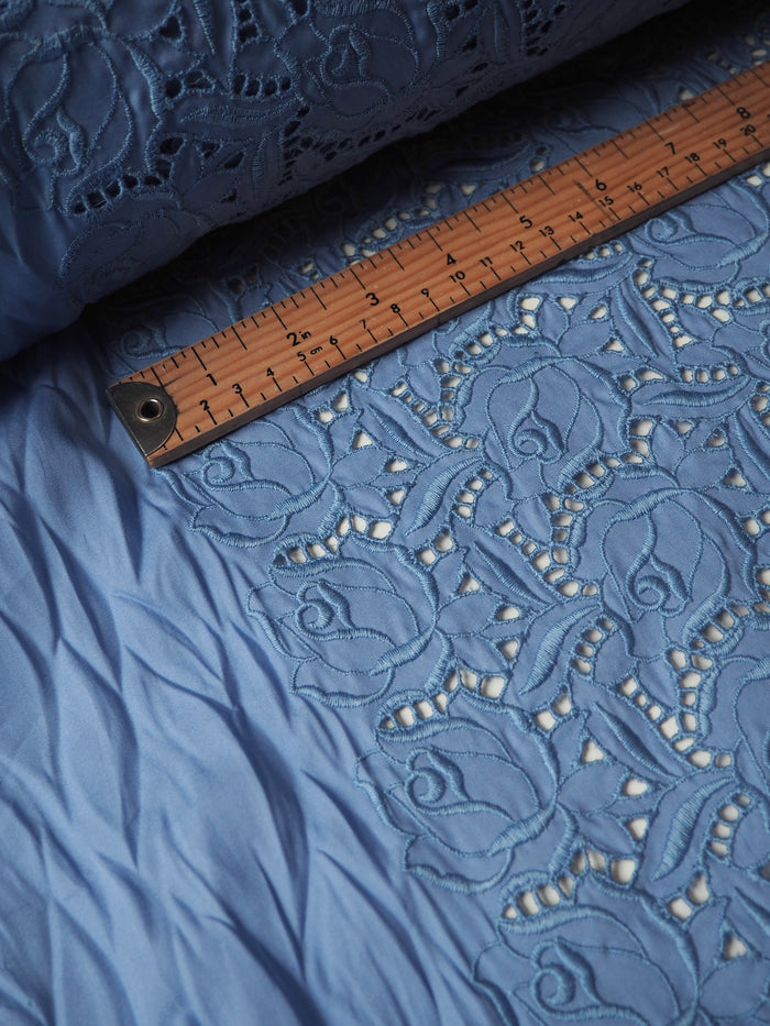 Light Blue Rose Embroidered Cotton