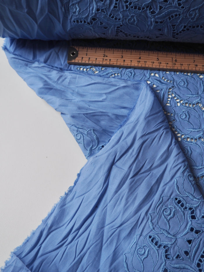 Light Blue Rose Embroidered Cotton