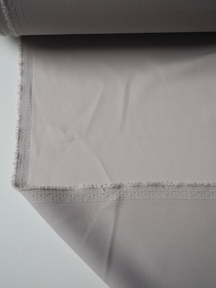Light Grey Stretch Viscose/Acetate Crepe-Backed Satin