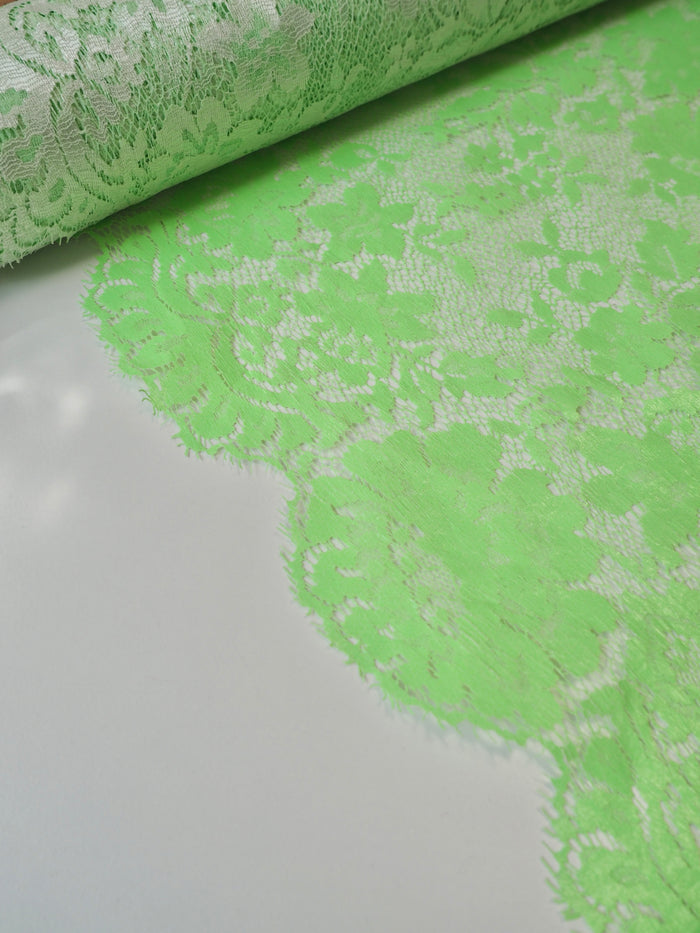 Lime Coated Floral Scallop Lace