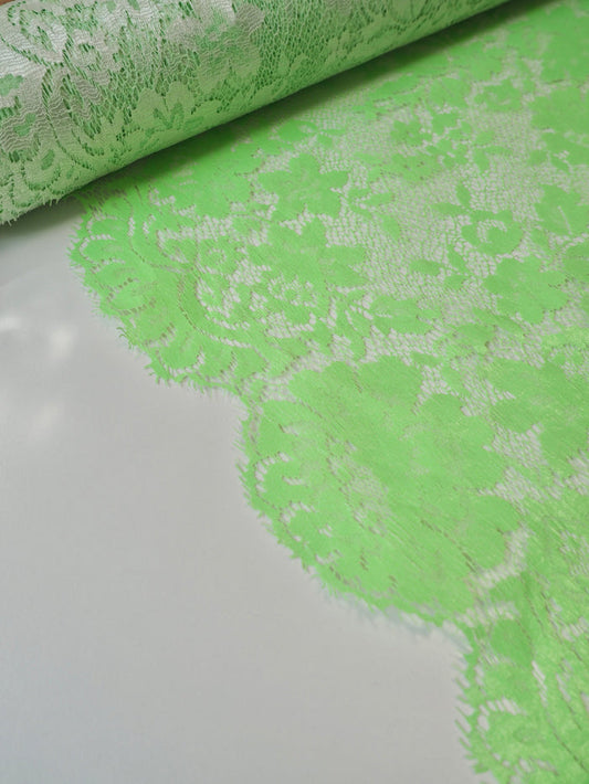 Lime Coated Floral Scallop Lace