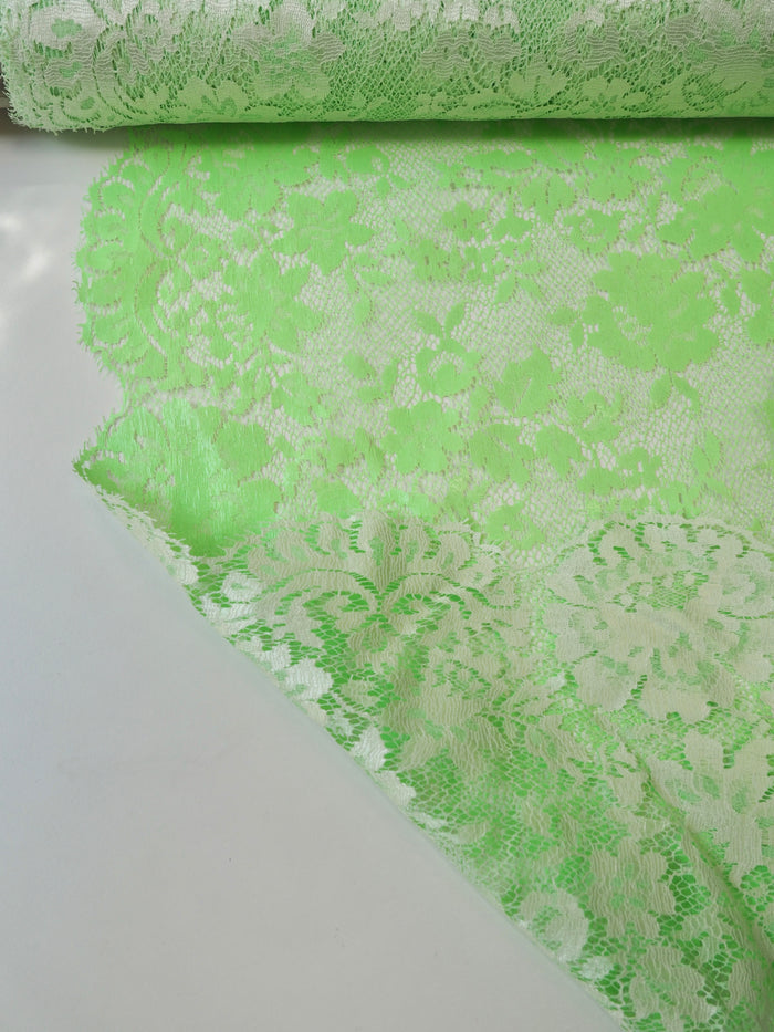 Lime Coated Floral Scallop Lace