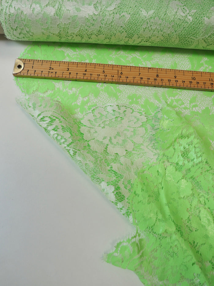 Lime Coated Floral Scallop Lace