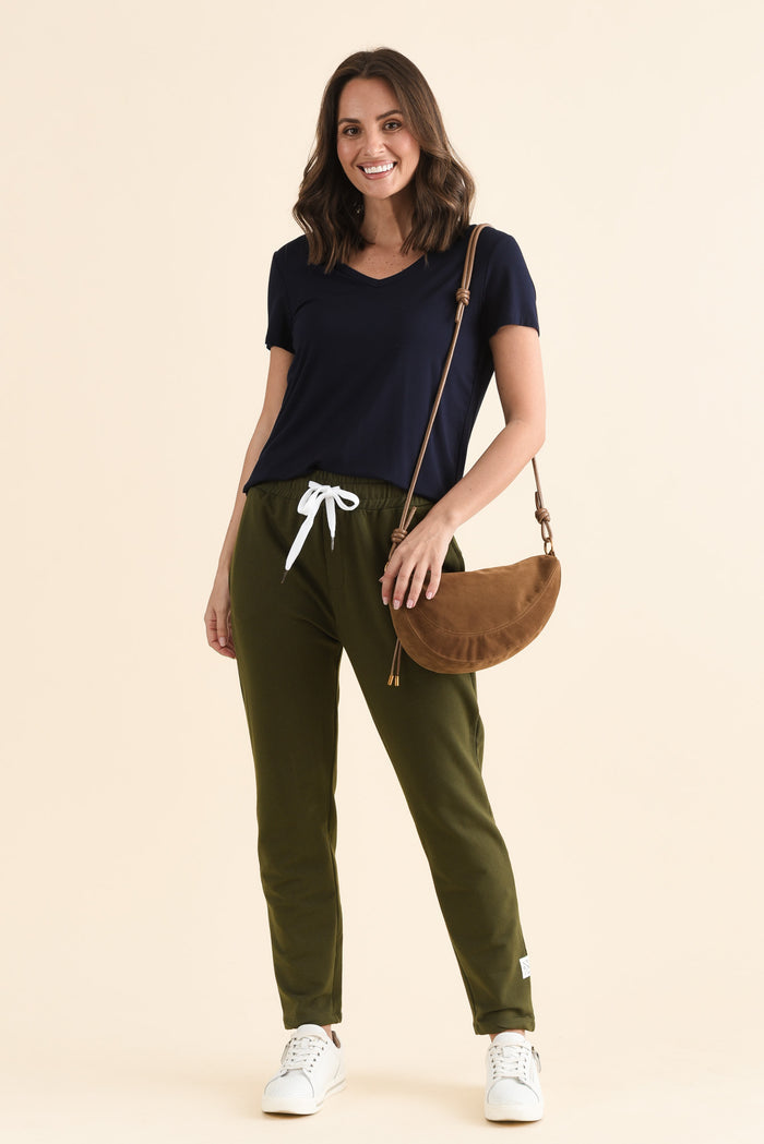 Lobby Dark Khaki Cotton Relaxed Sweatpants