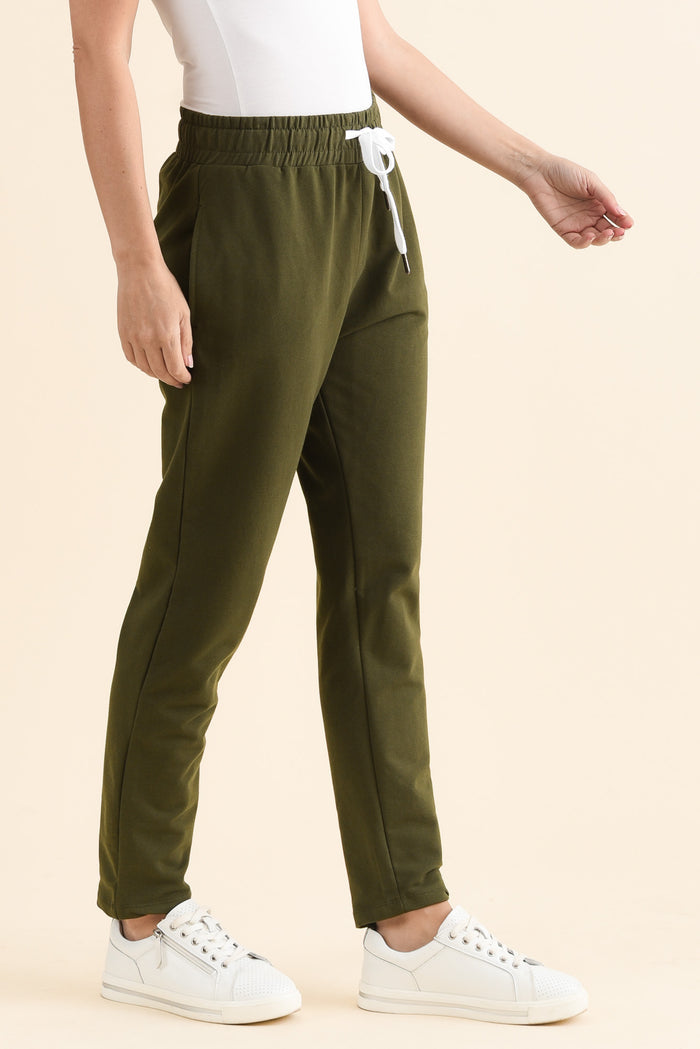 Lobby Dark Khaki Cotton Relaxed Sweatpants