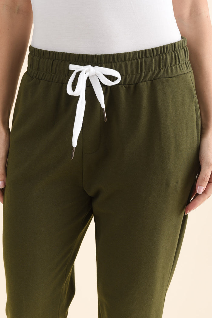 Lobby Dark Khaki Cotton Relaxed Sweatpants