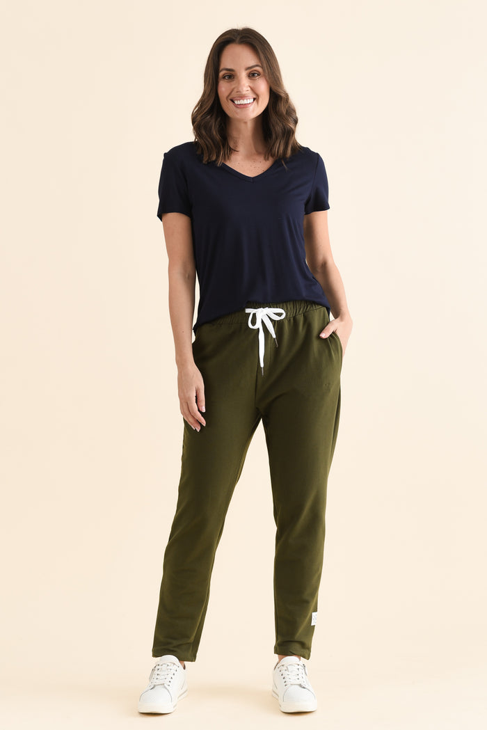 Lobby Dark Khaki Cotton Relaxed Sweatpants