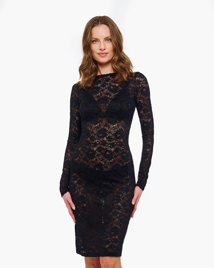 Black Dress - Never Say Never Long Sleeve Lace Dress