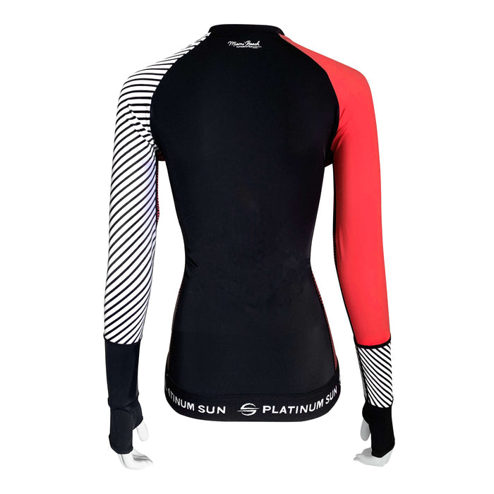 Long Sleeve Swim Shirt for Women UPF 50+ | Stripes - Coral