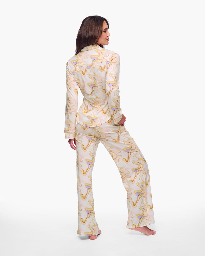 Multi Set - Pima Lusso Printed Printed Long Sleeve Top & Pant Pajama Set