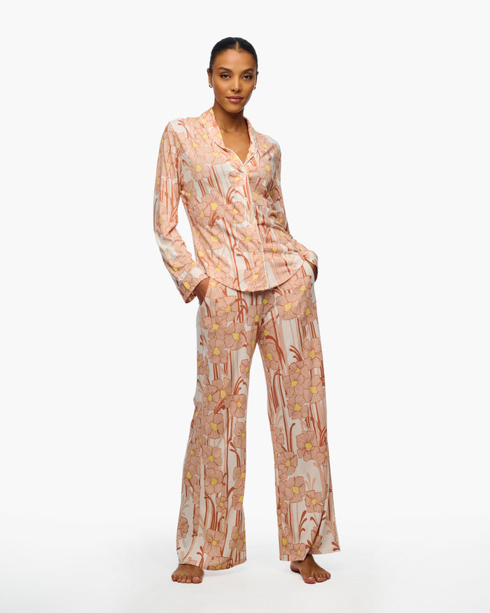 Print Set - Pima Lusso Printed Printed Long Sleeve Top & Pant Pajama Set