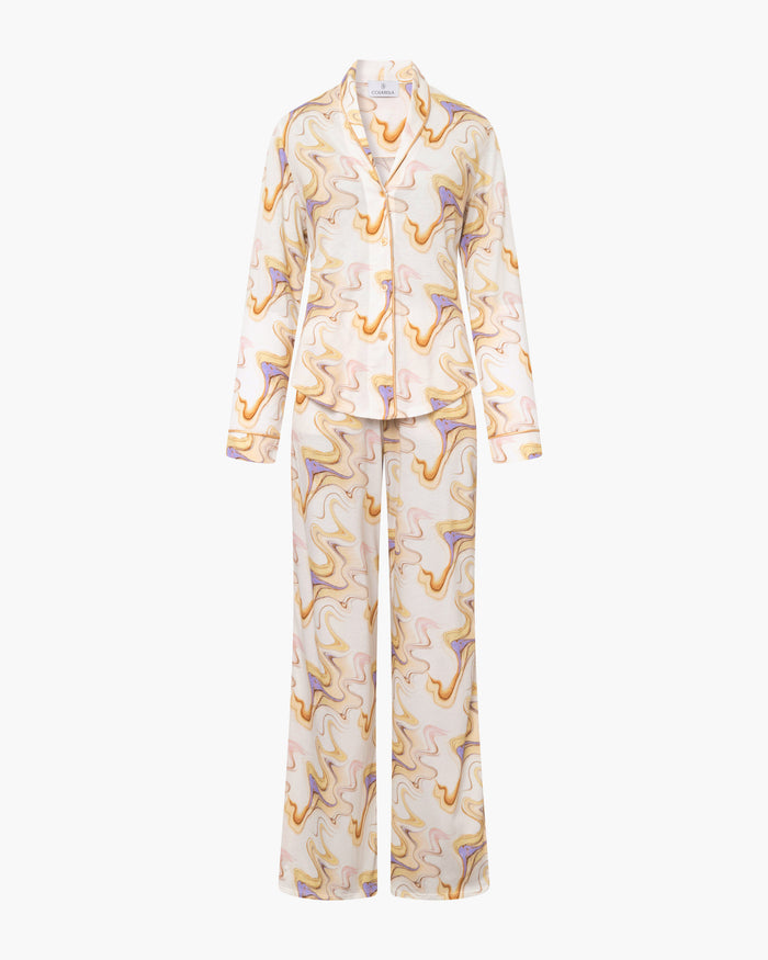 Multi Set - Pima Lusso Printed Printed Long Sleeve Top & Pant Pajama Set