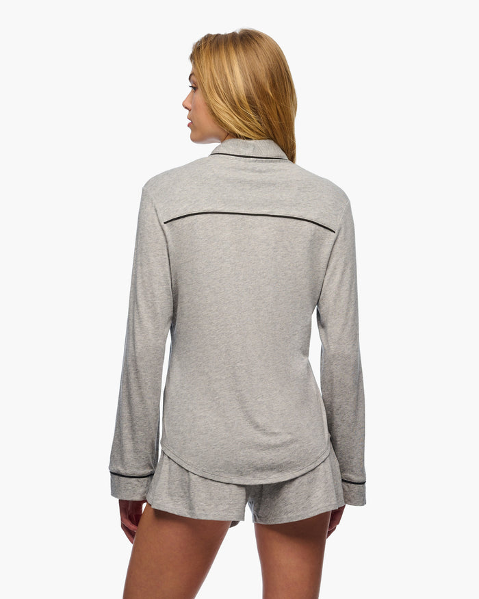 Gray Set - Pima Lusso Long Sleeve Top & Boxer Set