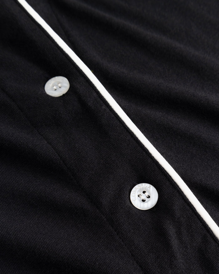 Black Set - Pima Lusso Long Sleeve Top & Boxer Pajama Set