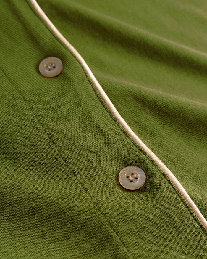 Green Set - Pima Lusso Long Sleeve Top & Boxer Pajama Set