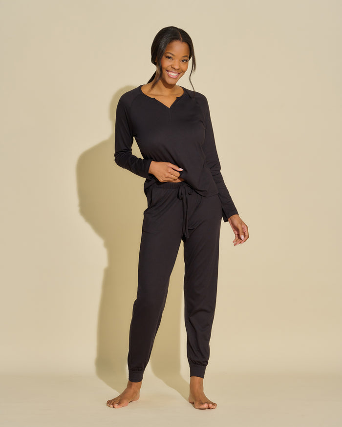 Black Set - Bella Long Sleeve Top & Jogger Set