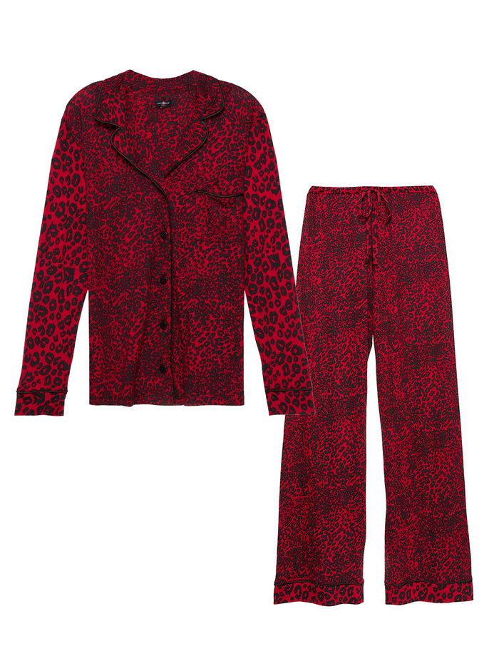Red Set, Bella Printed Long Sleeve Top & Pant Pajama Set