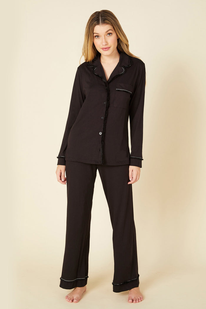 Black Set - Artisian Long Sleeve Top & Pant Pajama Set