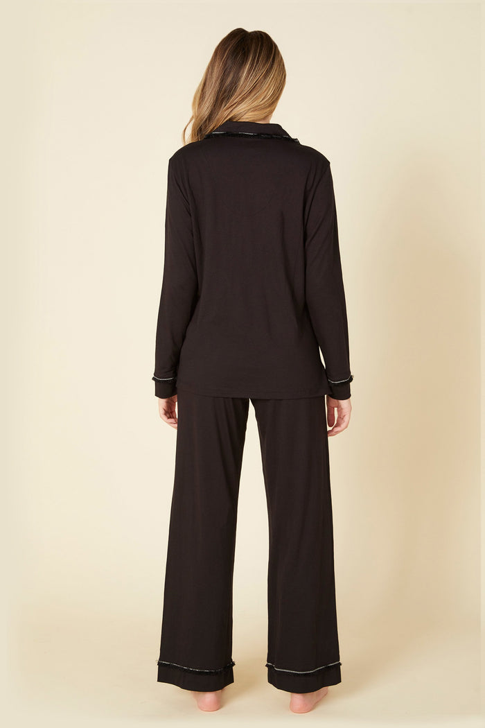 Black Set - Artisian Long Sleeve Top & Pant Pajama Set