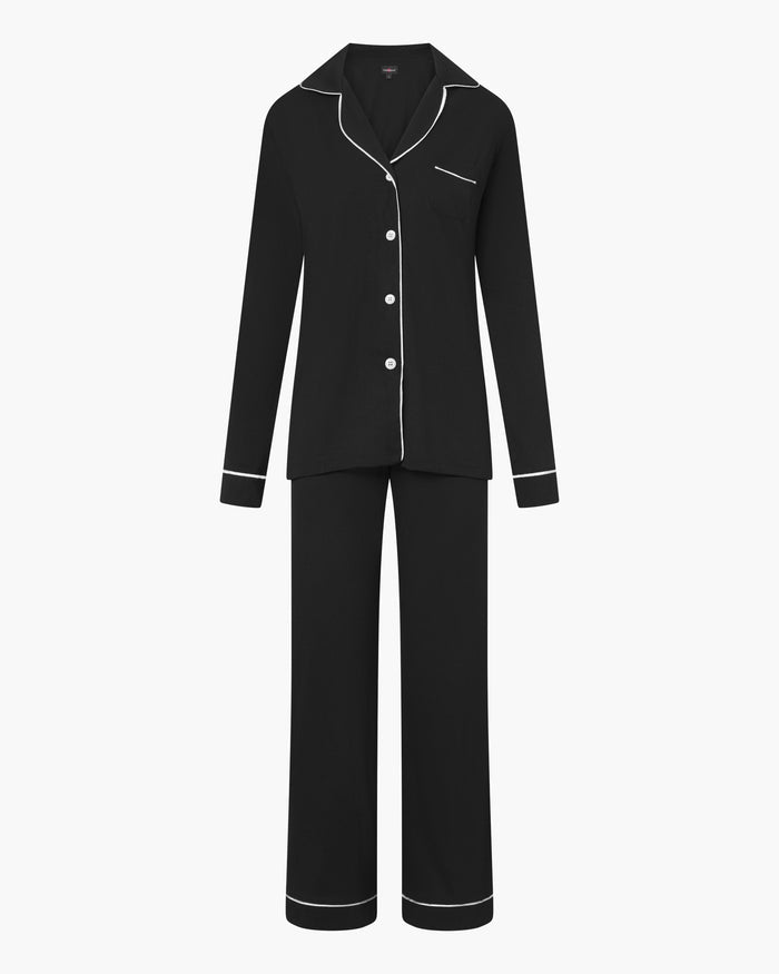 Black Set - Bella Long Sleeve Top & Pant Pajama Set