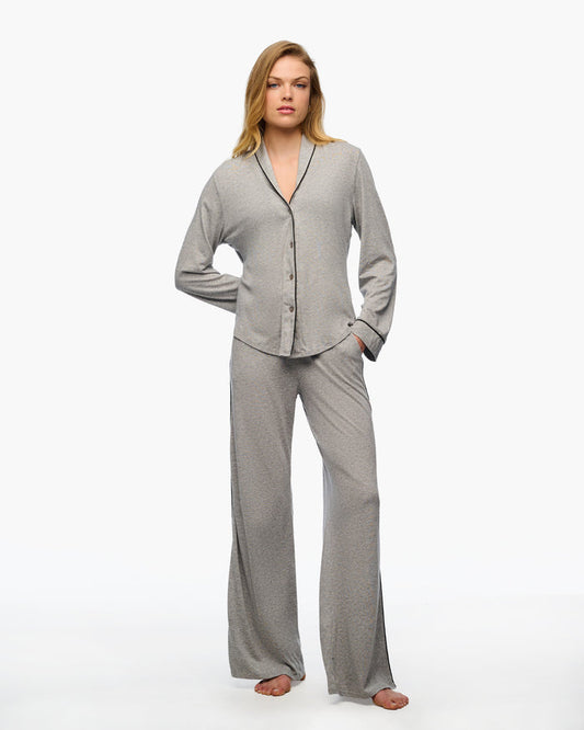 Gray Set - Pima Lusso Long Sleeve Top & Pant Set