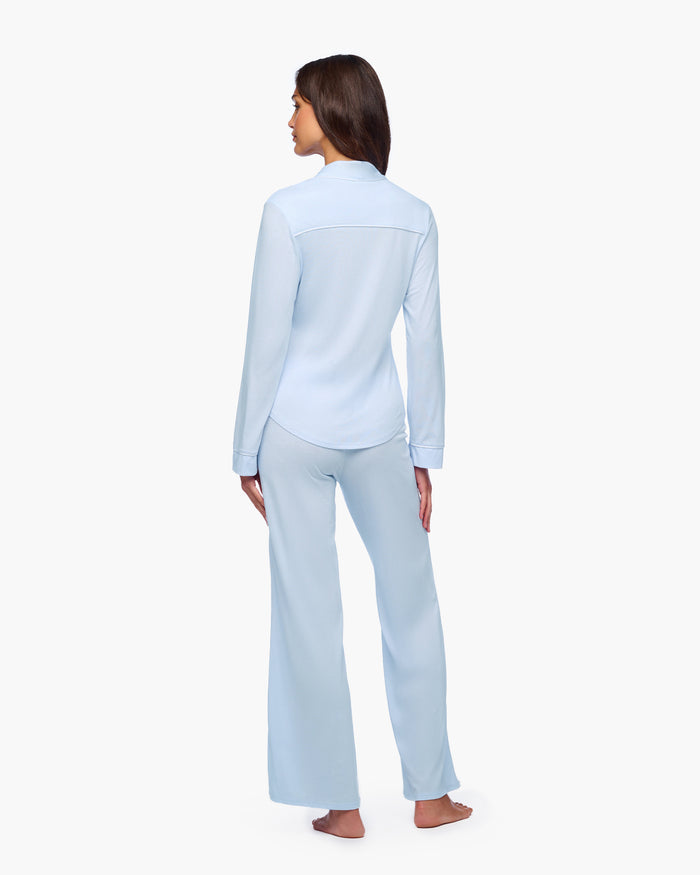 Blue Set - Pima Lusso Long Sleeve Top & Pant Pajama Set