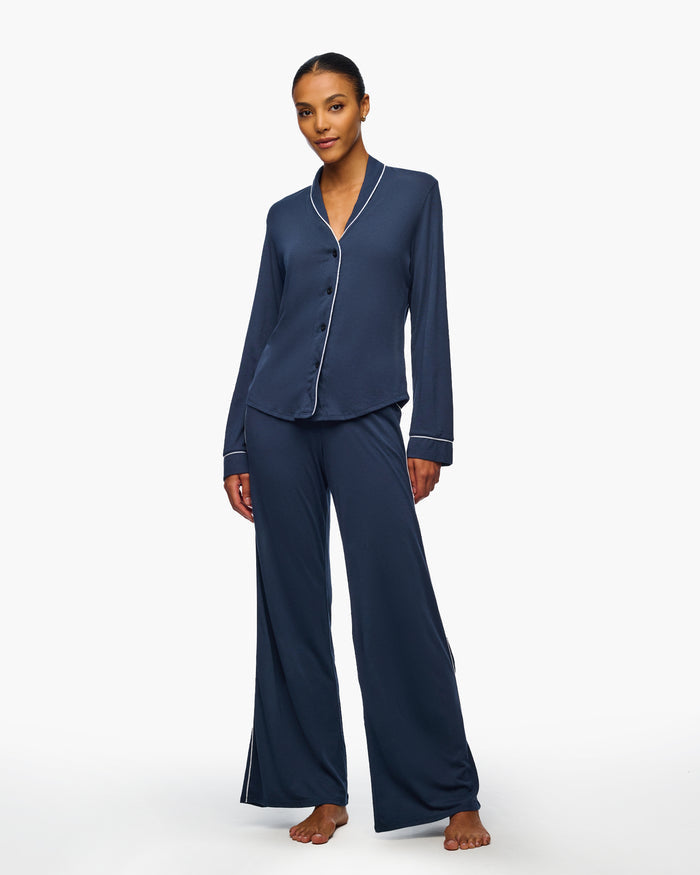 Blue Set - Pima Lusso Long Sleeve Top & Pant Set
