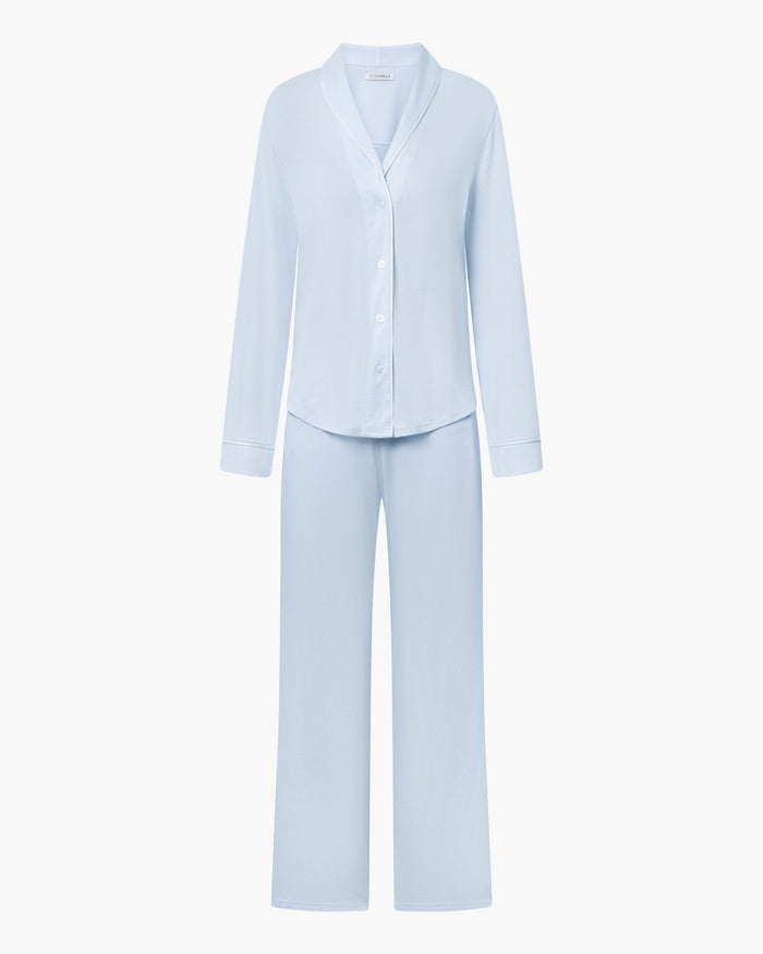 Blue Set - Pima Lusso Long Sleeve Top & Pant Set