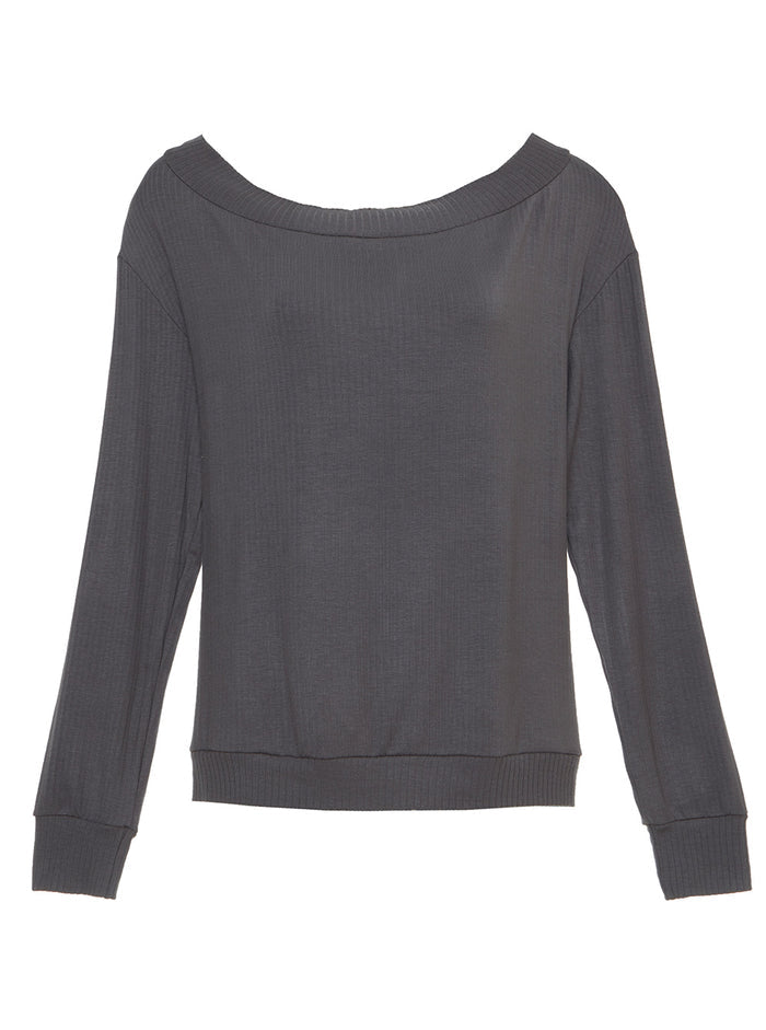 Gray Top, Alessandra Long Sleeve Top
