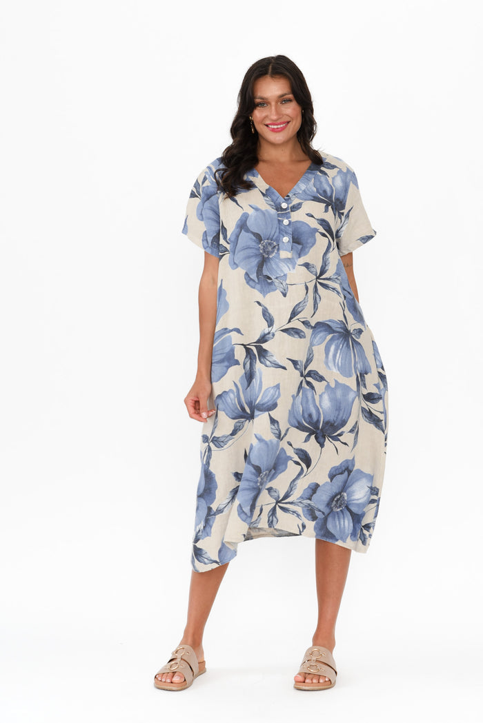 Louisiana Taupe Floral Button Dress,Brunette model,alt text|model:Brontie