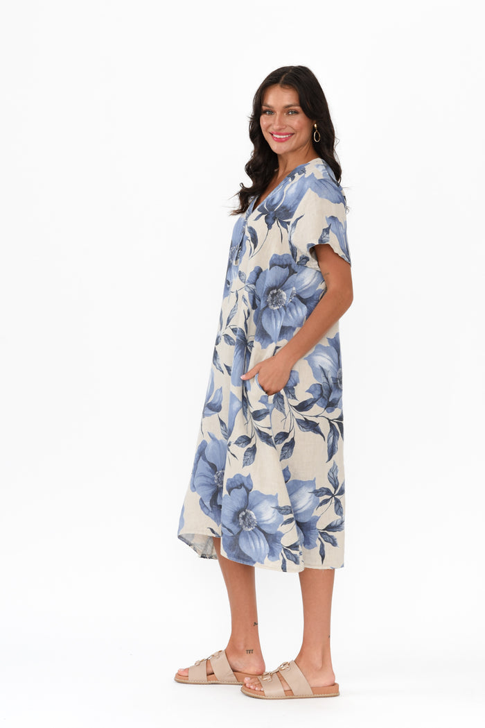 Louisiana Taupe Floral Button Dress,Brunette model,alt text|model:Brontie