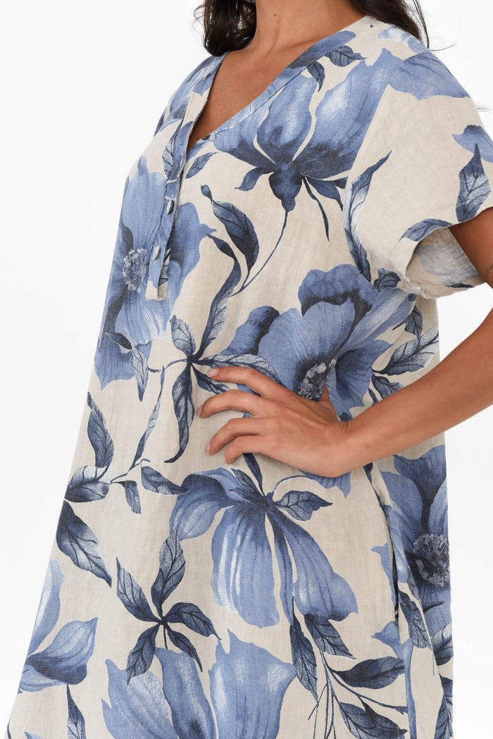 Louisiana Taupe Floral Button Dress,Brunette model,alt text|model:Brontie