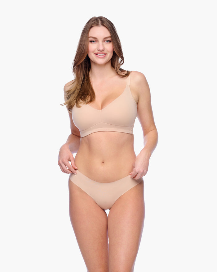 Beige Thong - Free Cut Micro Low Rise Thong