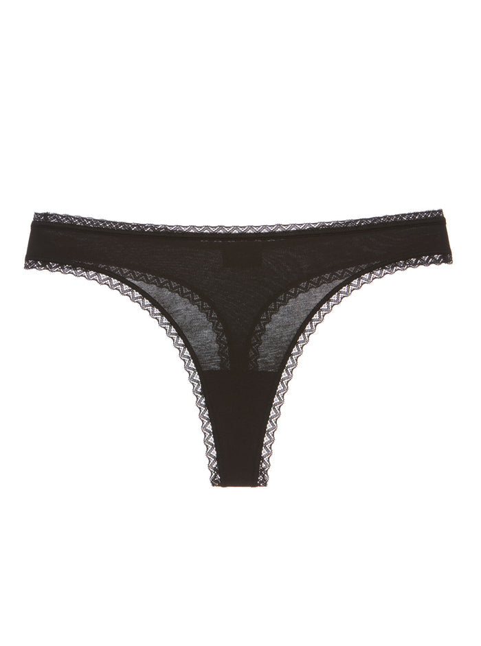 Black Thong, Soft Cotton Low Rise Thong