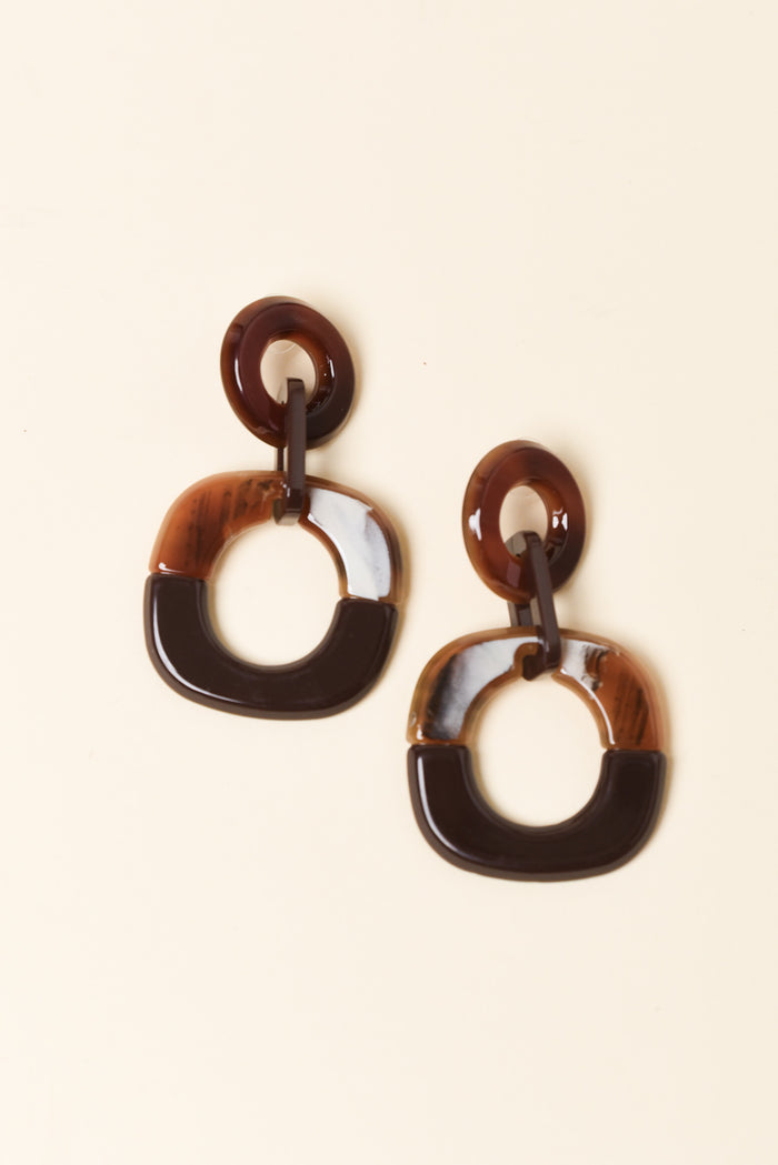 Lydalia Brown Geo Resin Drop Earrings