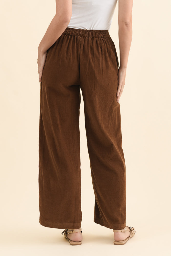 Makenna Brown Corduroy Tassel Pants,Brunette model,alt text|model:MJ