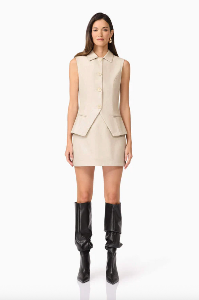 MALIA LEATHER VEST & MINI SKIRT SET