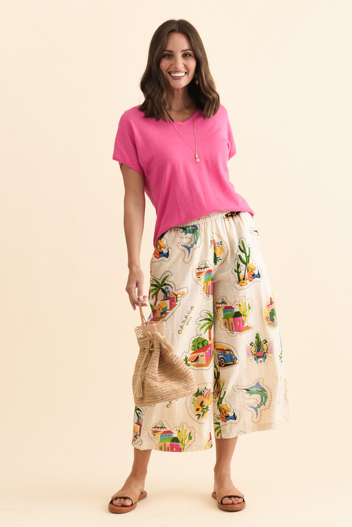 Marla Natural Fiesta Wide Leg Pants,Brunette model,alt text|model:MJ